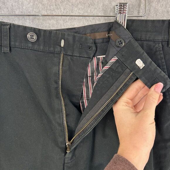 Hiltl Black Trousers Pants Marked Size 36 Romania 30" Inseam Chino Straight Mens - Picture 4 of 12